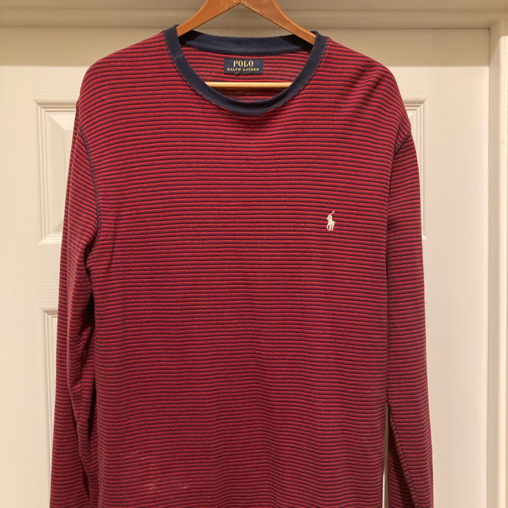 Polo Ralph Lauren XL Black & Blue Striped Crewneck shirt.
